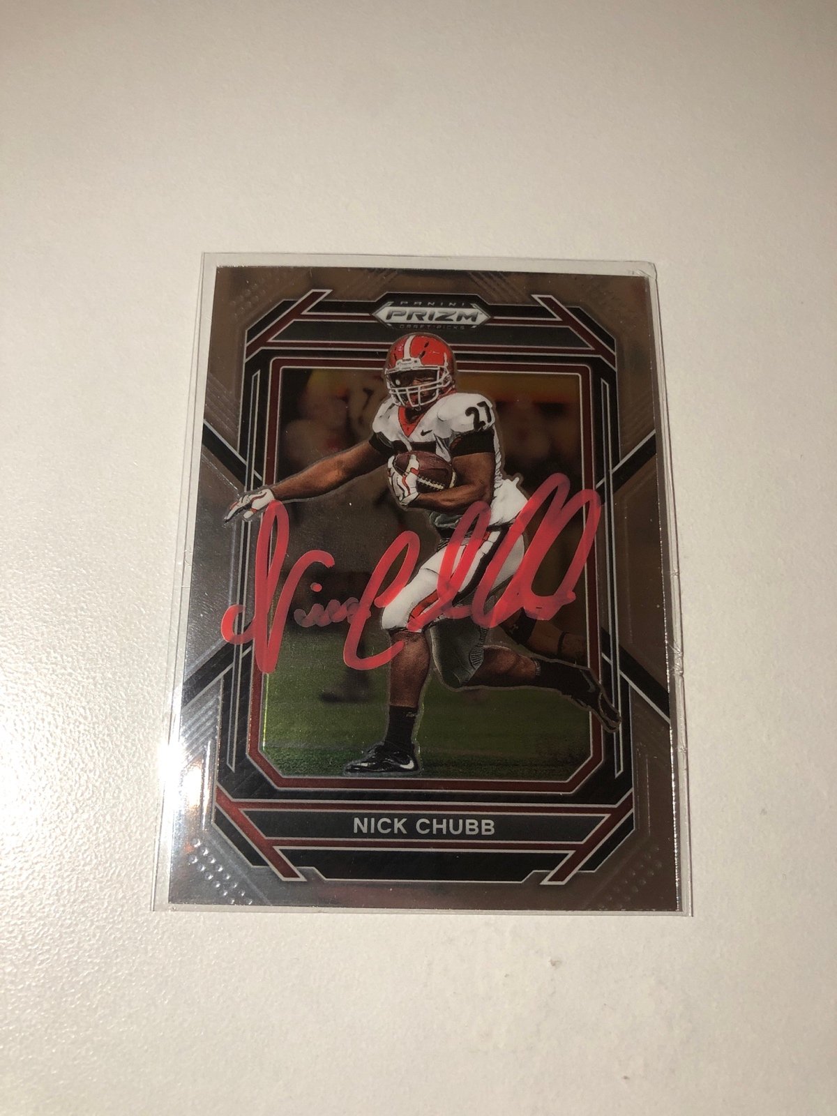 Nick Chubb autograph football card