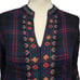 Johnny Was Vika Paris Effortless Blouse Womens Sz S Blue Plaid Embroidered Top