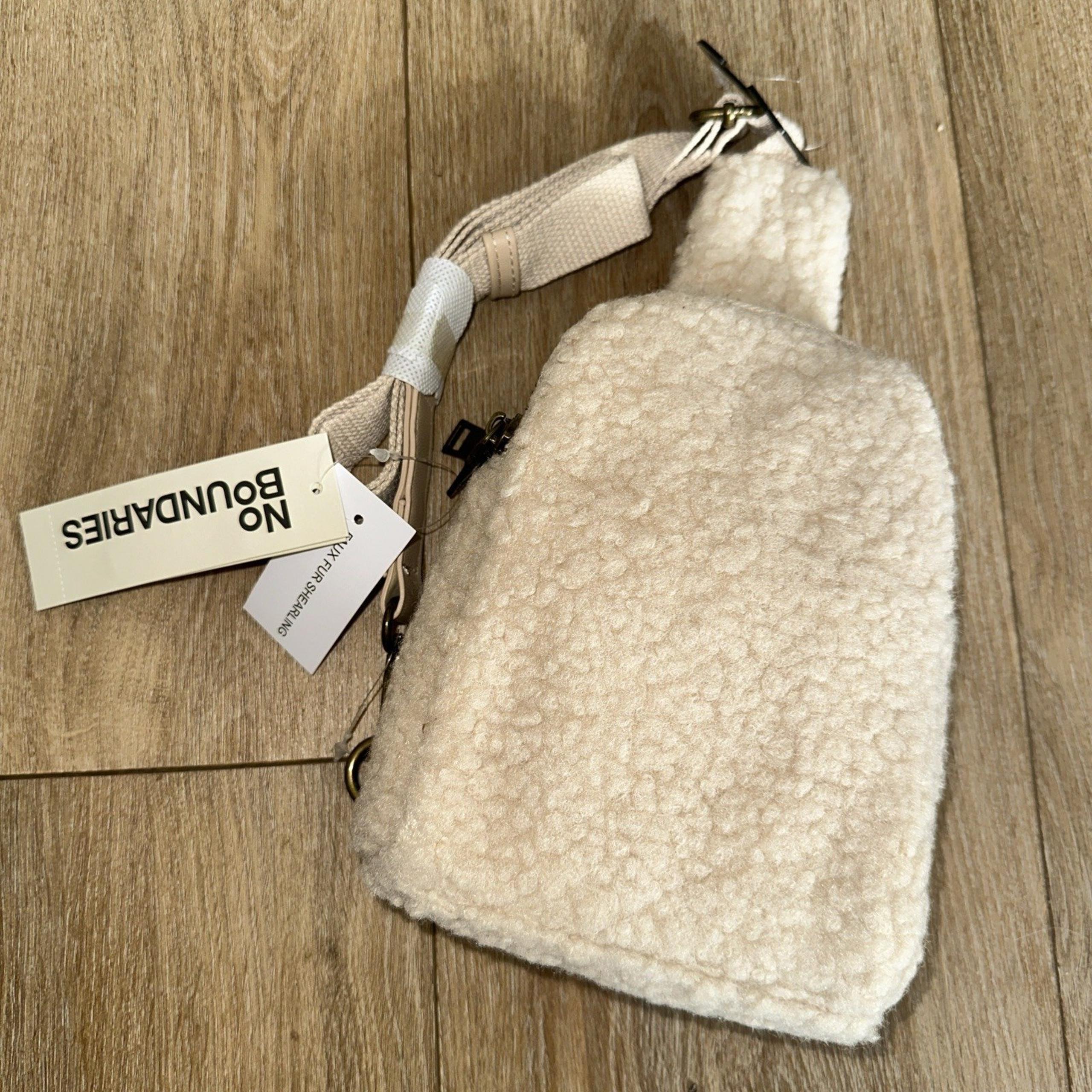 No Boundaries Faux Fur Shearling Sherpa Sling Crossbody Mini Bag NEW Beige