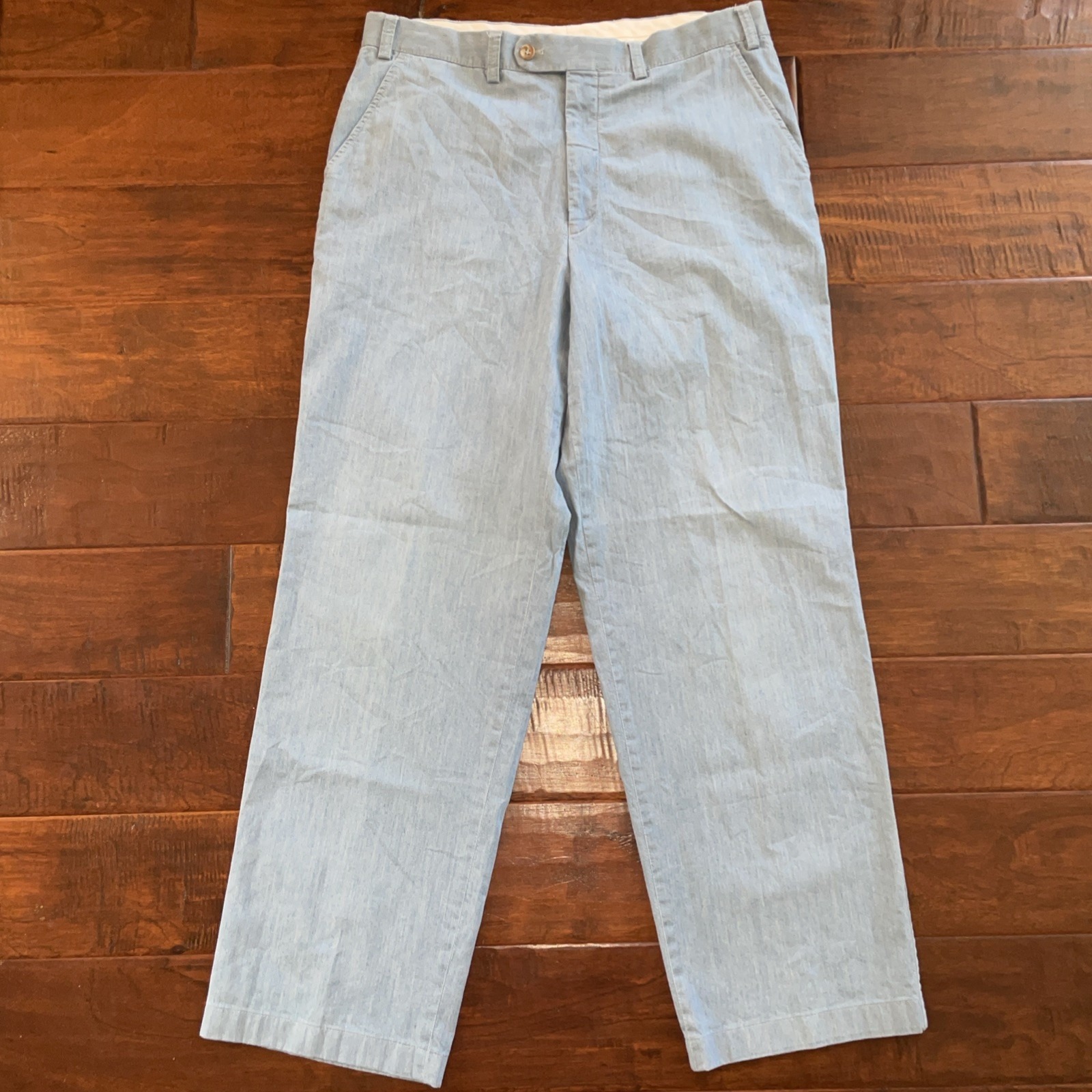 Maus & Hoffman Classic Fit Chino Pants Size 34X29 Blue Made in Italy 100% Cotton