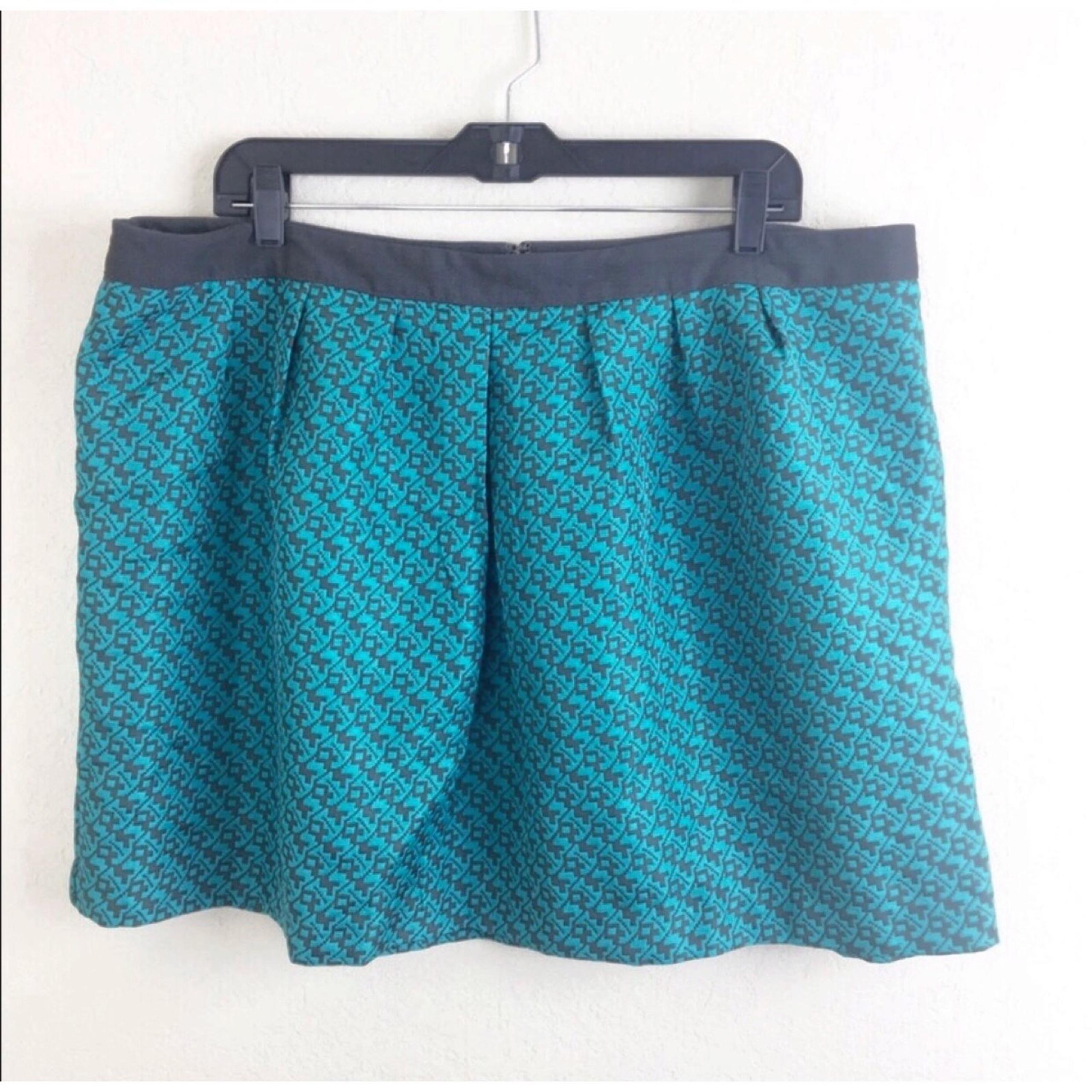 Mossimo Teal Geometric Pattern Skater Skirt, XXL