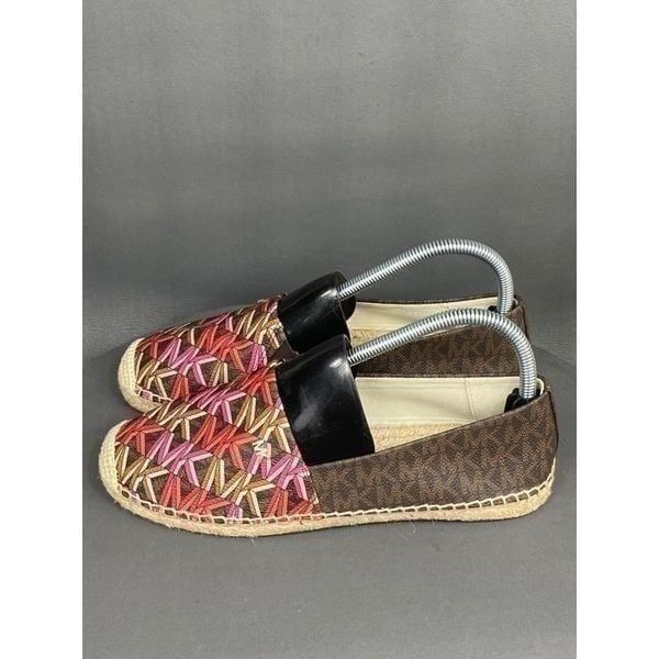 MICHAEL Michael Kors Kendrick Multicolor Logo Print Slip-On espadrilles size 7