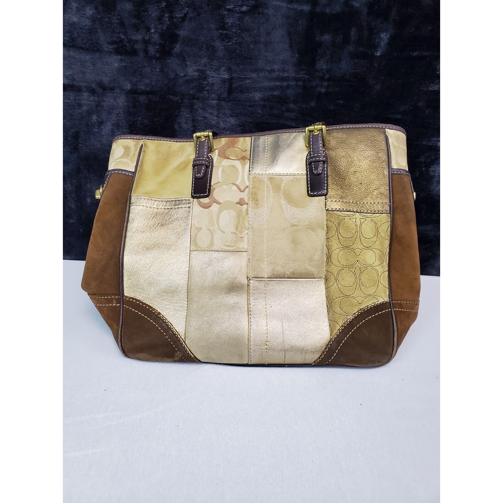 Coach Hobo Purse Womens Brown Canvas Leather Straps Signature C Logo J2K3346