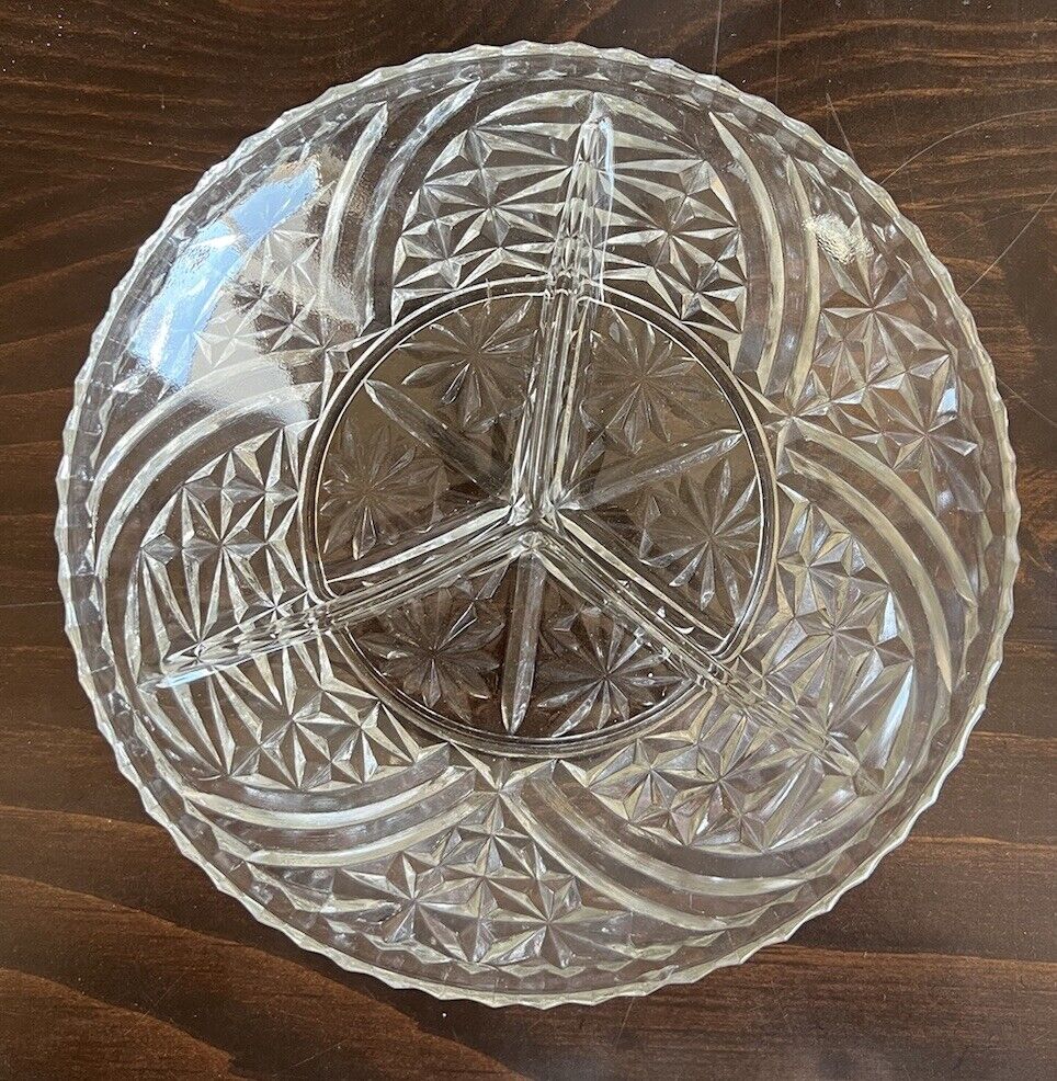 Flawless Star Cut Glass Bowl Tray Cups Dinnerware Decor Vintage Lot Of 8