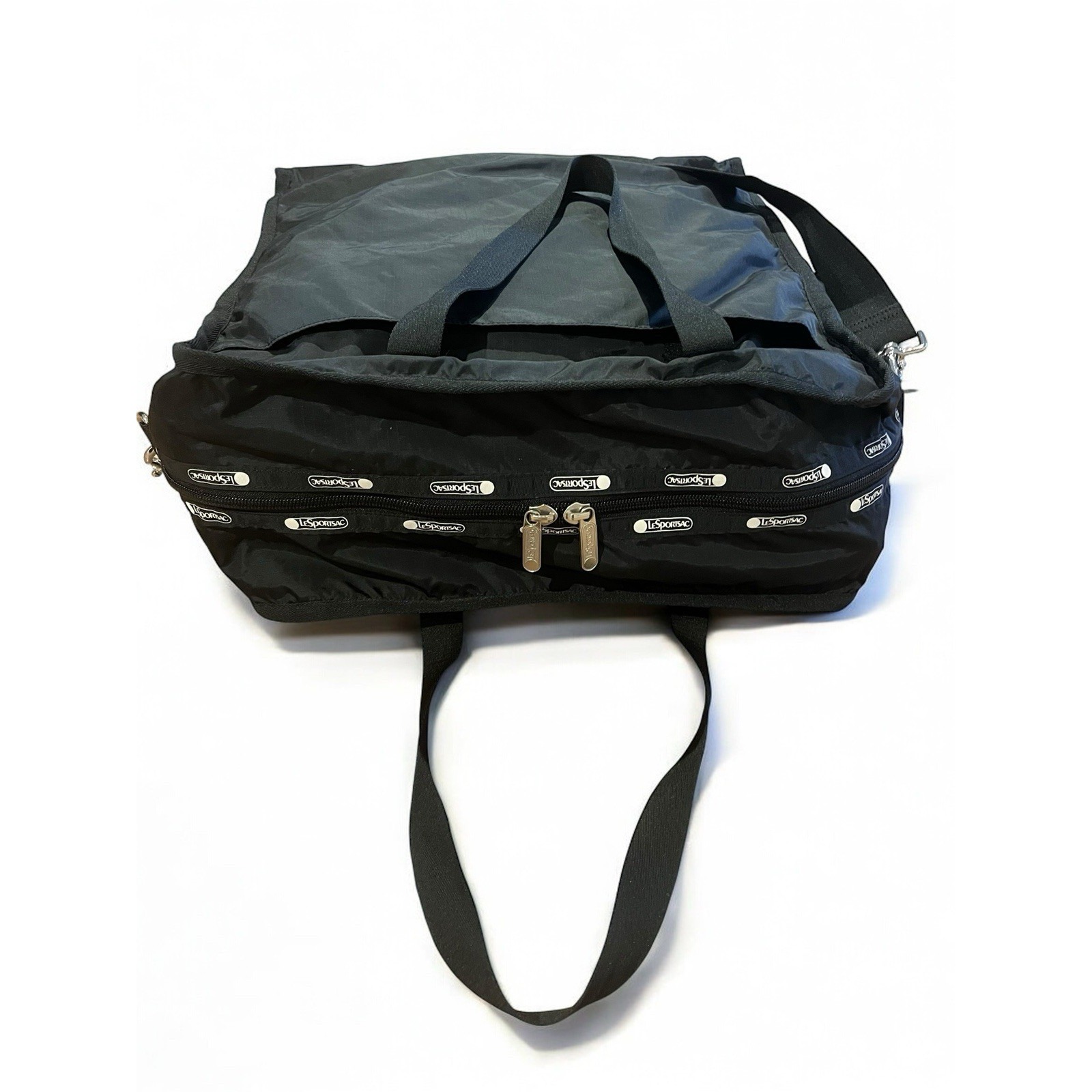 Lesportsac Deluxe L Weekender Bag Black Nylon Travel Bag Carryon Style#NB11A