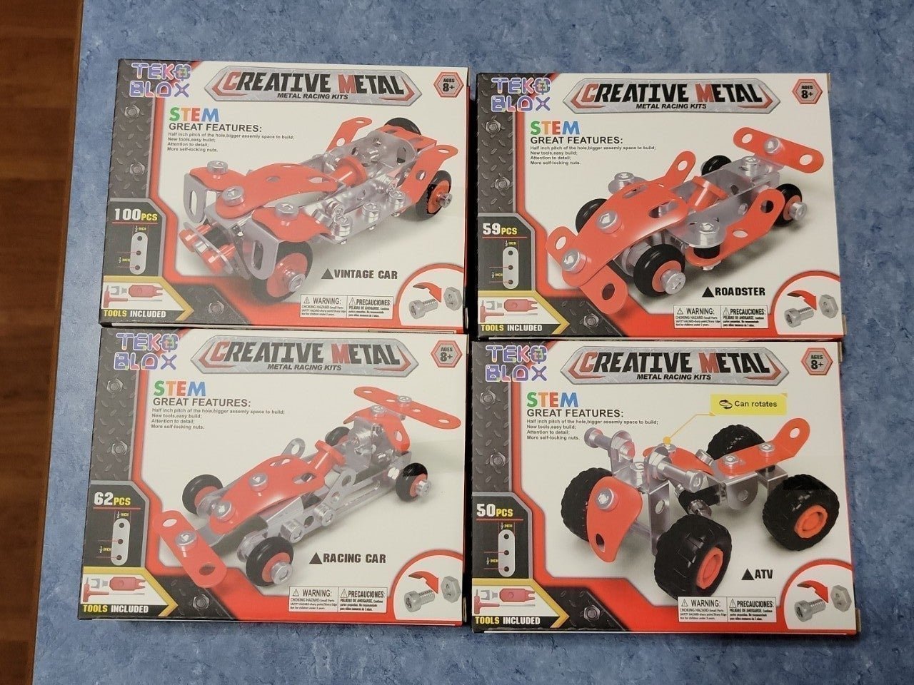 *BRAND NEW* Tek Blox Creative Metal STEM Learning 4 Different Racing Kits