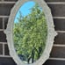 Vintage OVAL white ivory Wood l Frame Mirror FLORAL Ornate