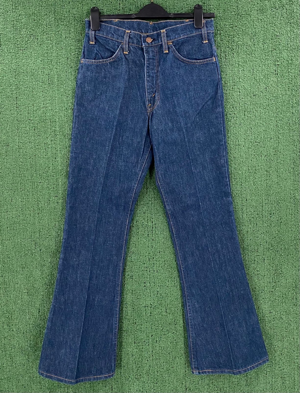 VTG 70s Levi’s 646-0217 Flare Bottom Denim Jeans Mens 29x29 Orange Tab Talon Zip