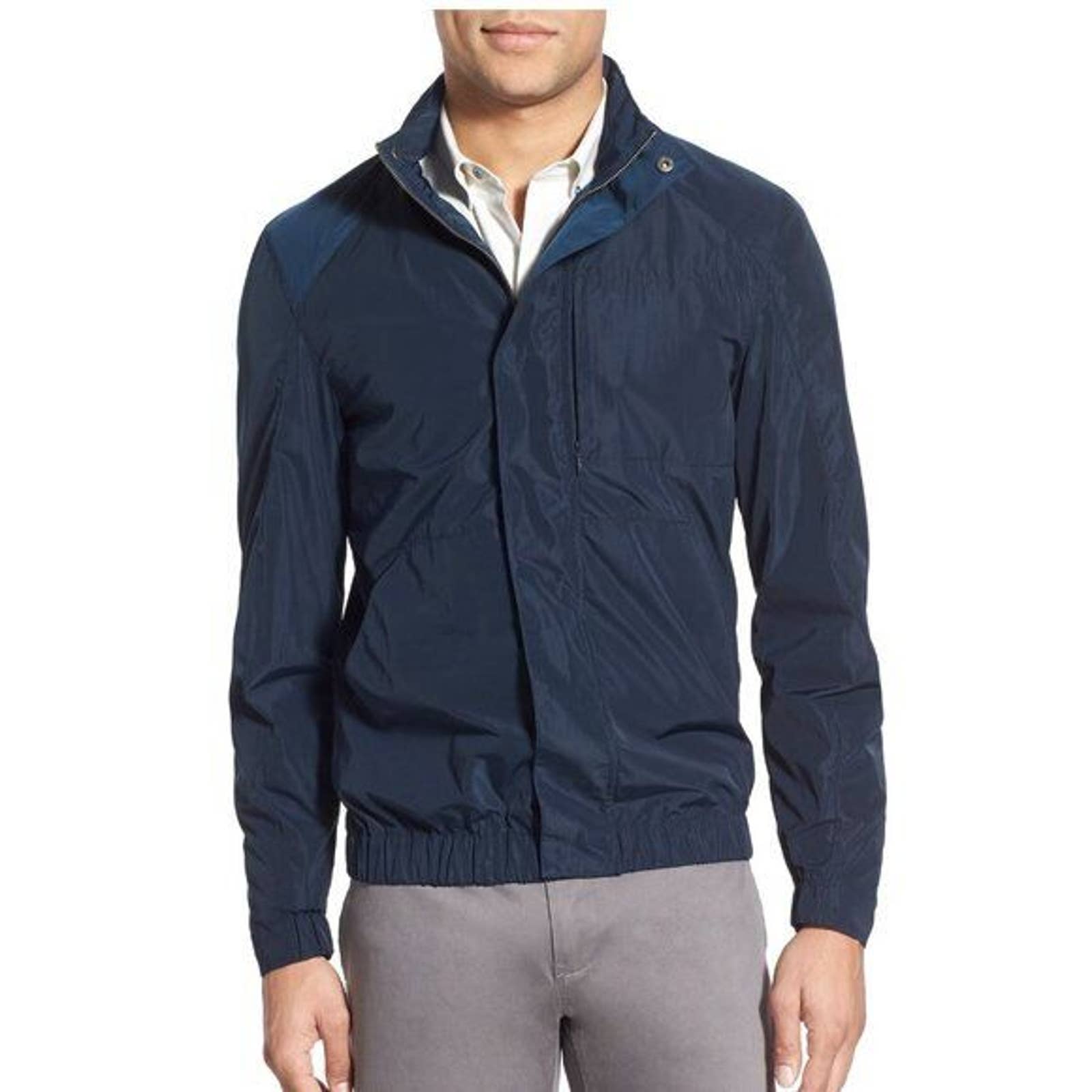 W.R.K. Men's Size M Medium US Navy Blue 'Chrysler' Hooded Windbreaker Jacket NWT