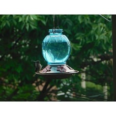Hummingbird Feeder, 18016P Glass Hummingbird Feeder for Outdoors - Blue