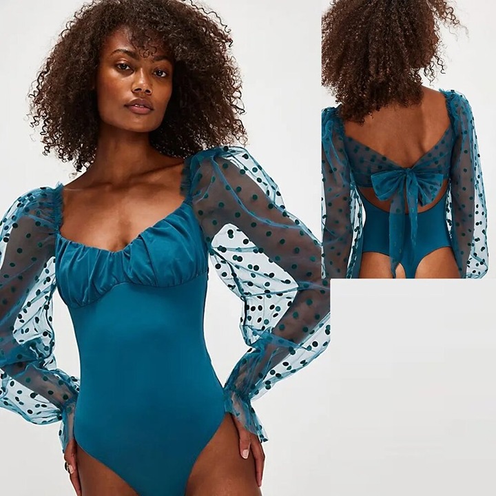 NWT New Free People Molly At Midnight In Still Sea Bodysuit Size S