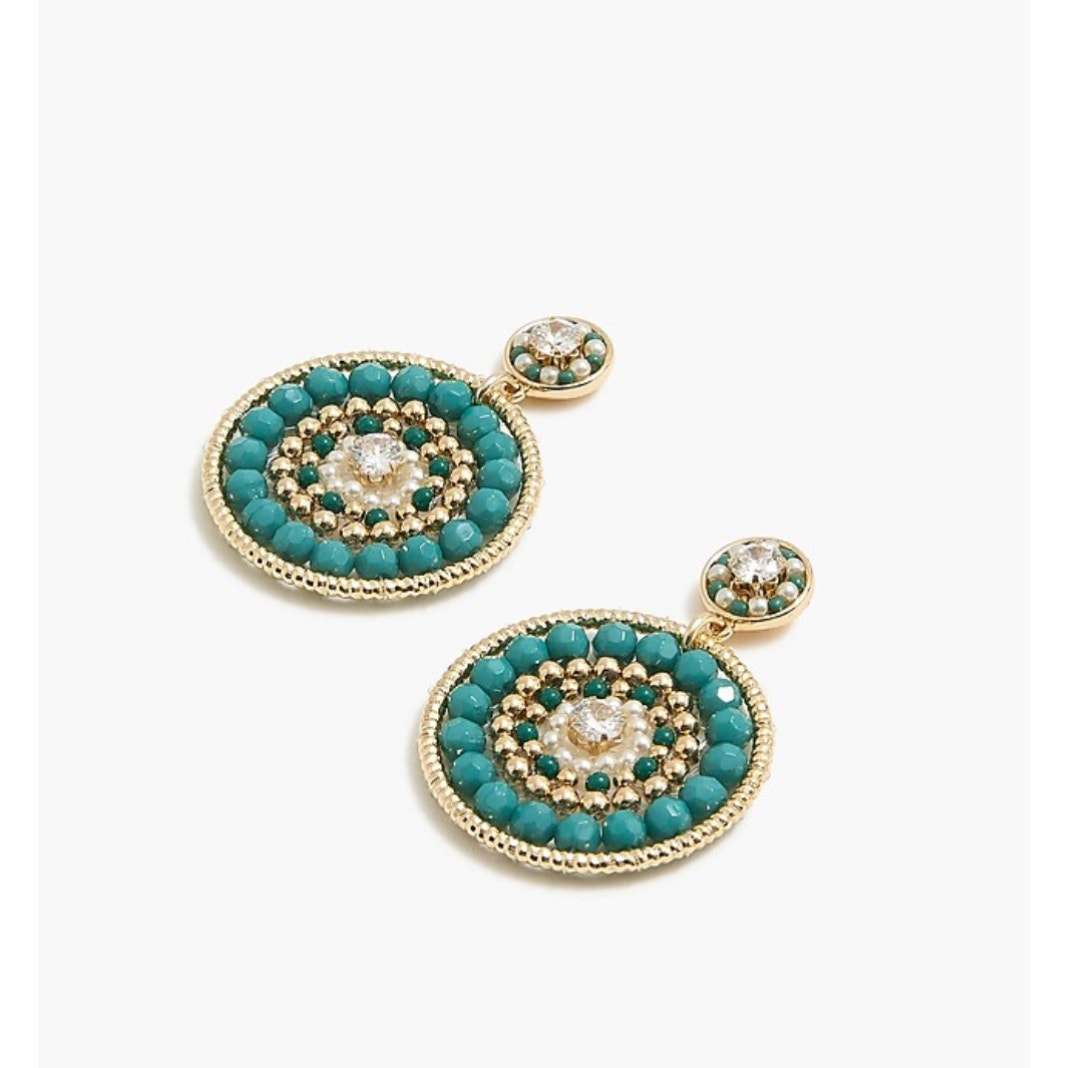 NWT J.Crew Beaded Circle Statement Earrings In Aventurine