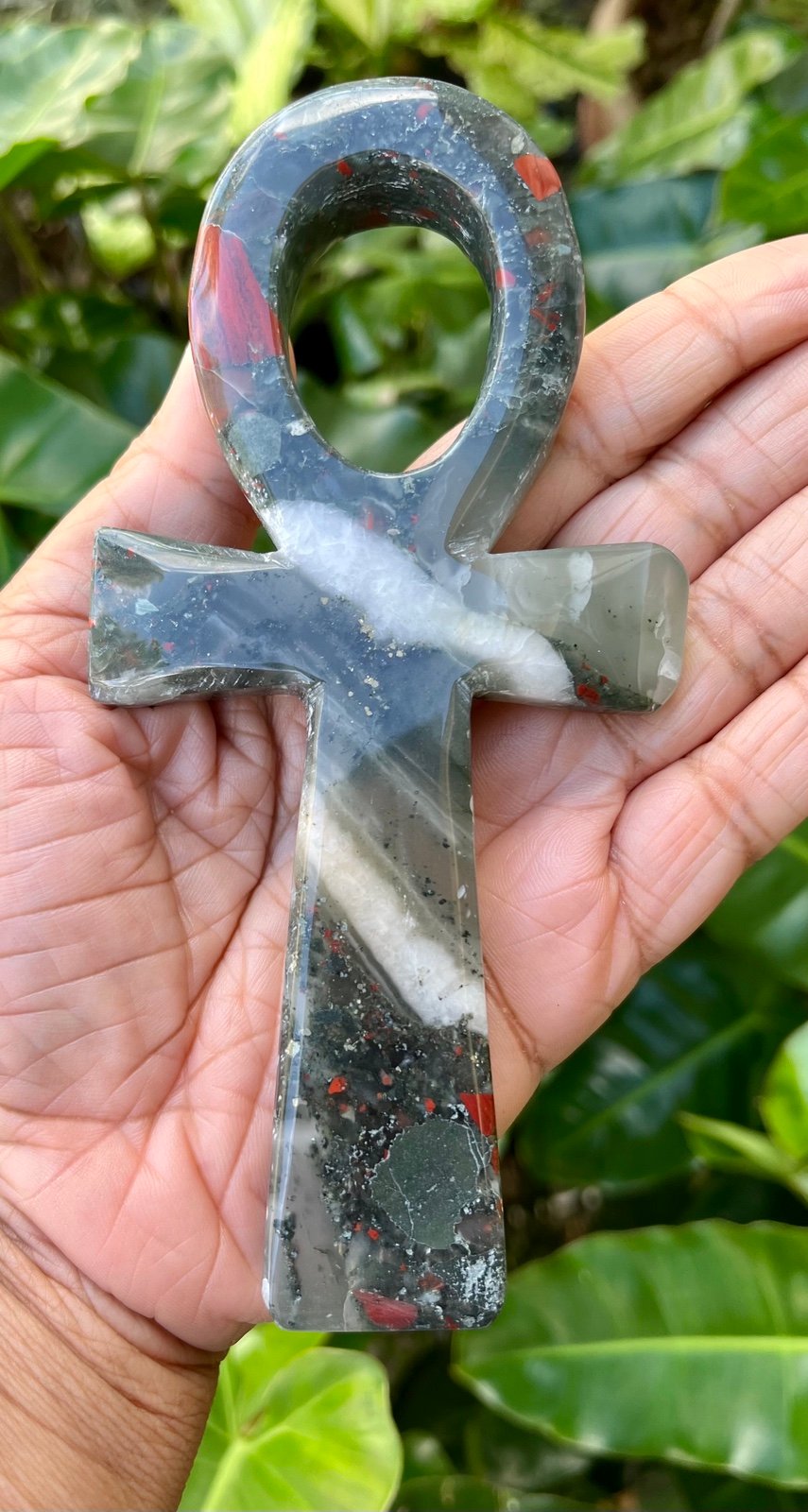 Bloodstone Ankh Carving