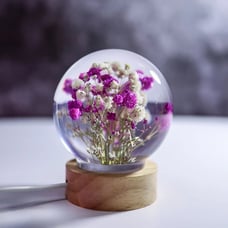 Babys Breath Flower in Glass Night Lamp, Gypsophila Paniculata lamp, Unique Gift