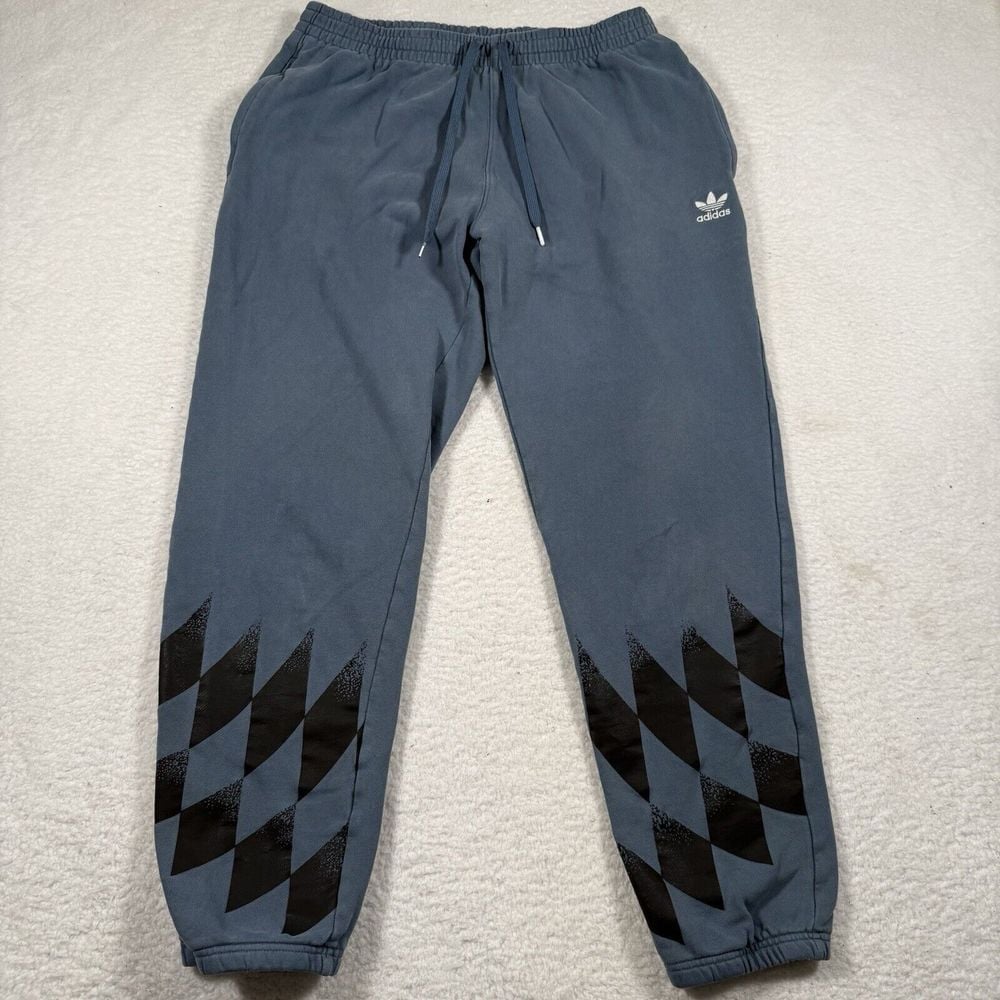 Adidas Joggers Mens Large Blue Rekive Drawstring Zip Pocket Active Gym Sweatpant
