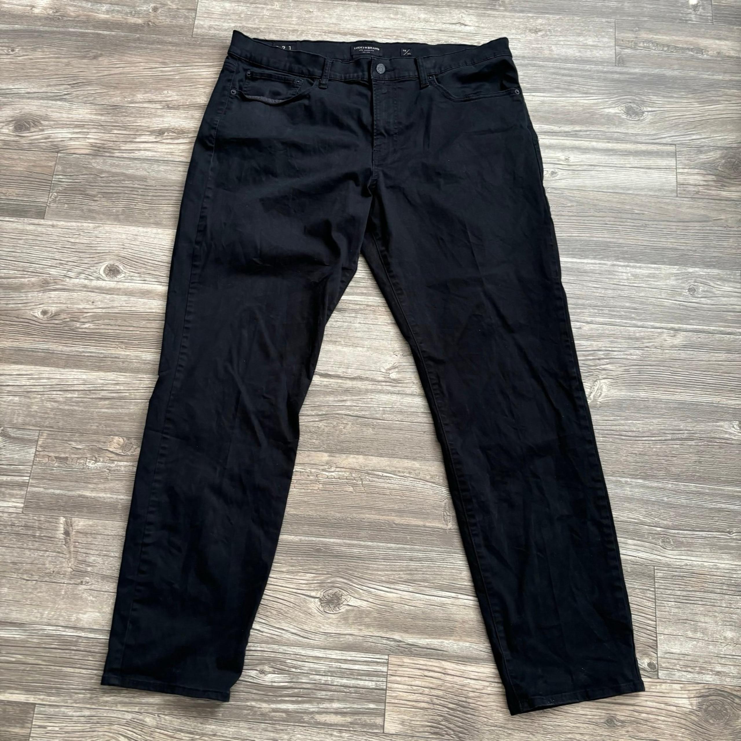 Lucky Brand 121 Slim Straight Chino Jean Pants Men’s 38x32 Black