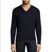 The Kooples Leather Trim V-Neck Merino Wool Sweater in Black XL