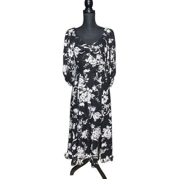 Rachel Zoe Floral Ruffle Hem Midi Dress