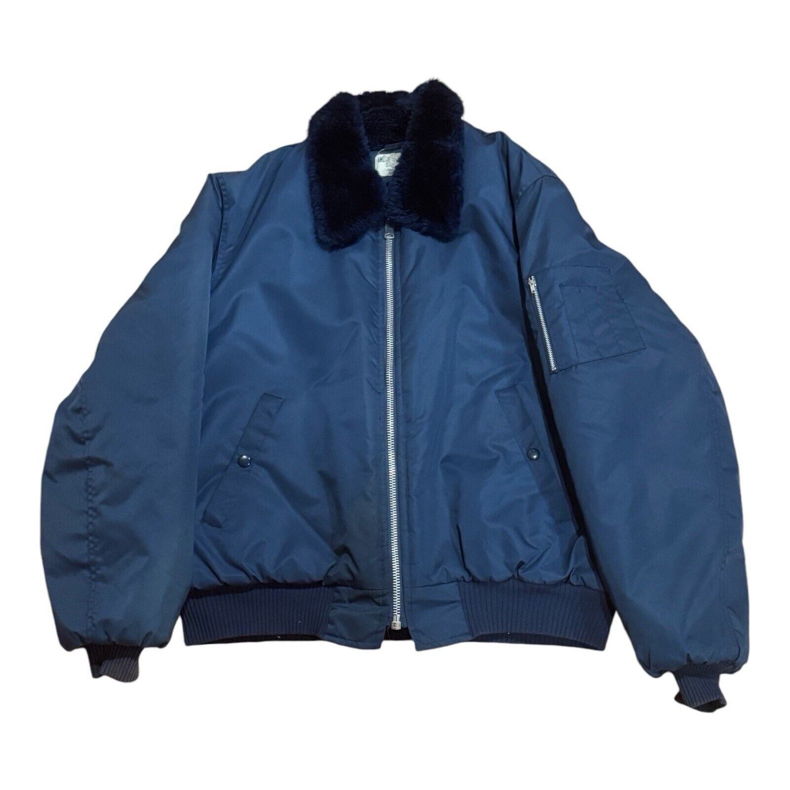 Vintage Police Bomber Mens XL Blue Flight 70s Security Jacket KMART