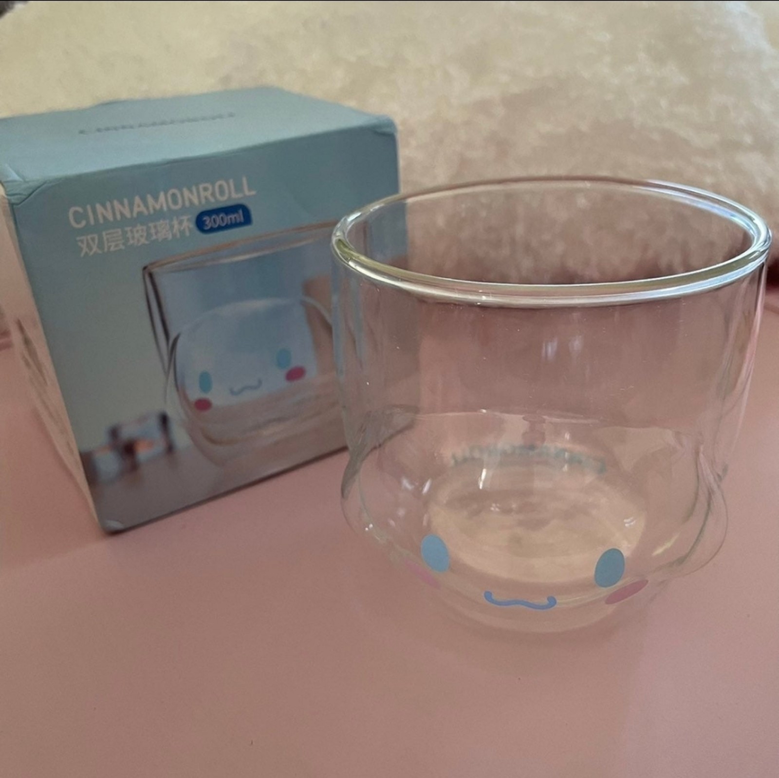 Cinnamoroll sanrio offical double wall glass face milk cup