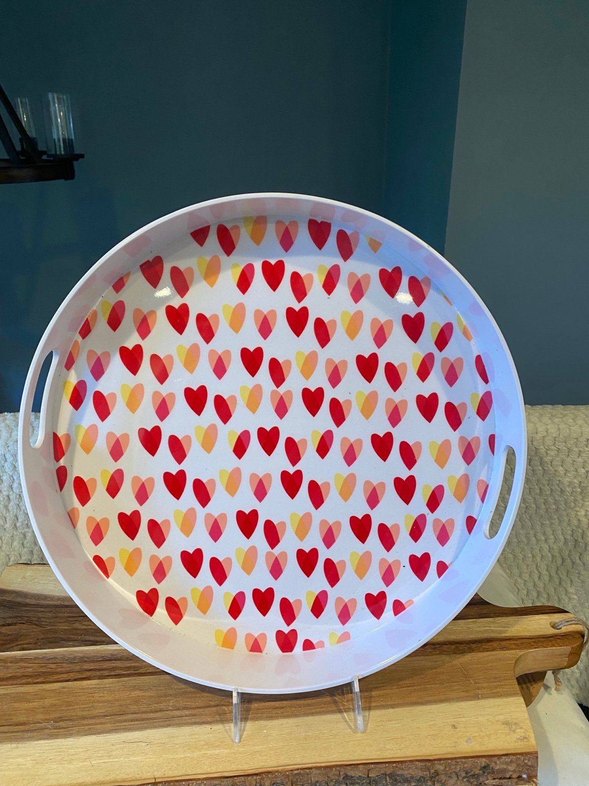 Heart Melamine platter with handles
