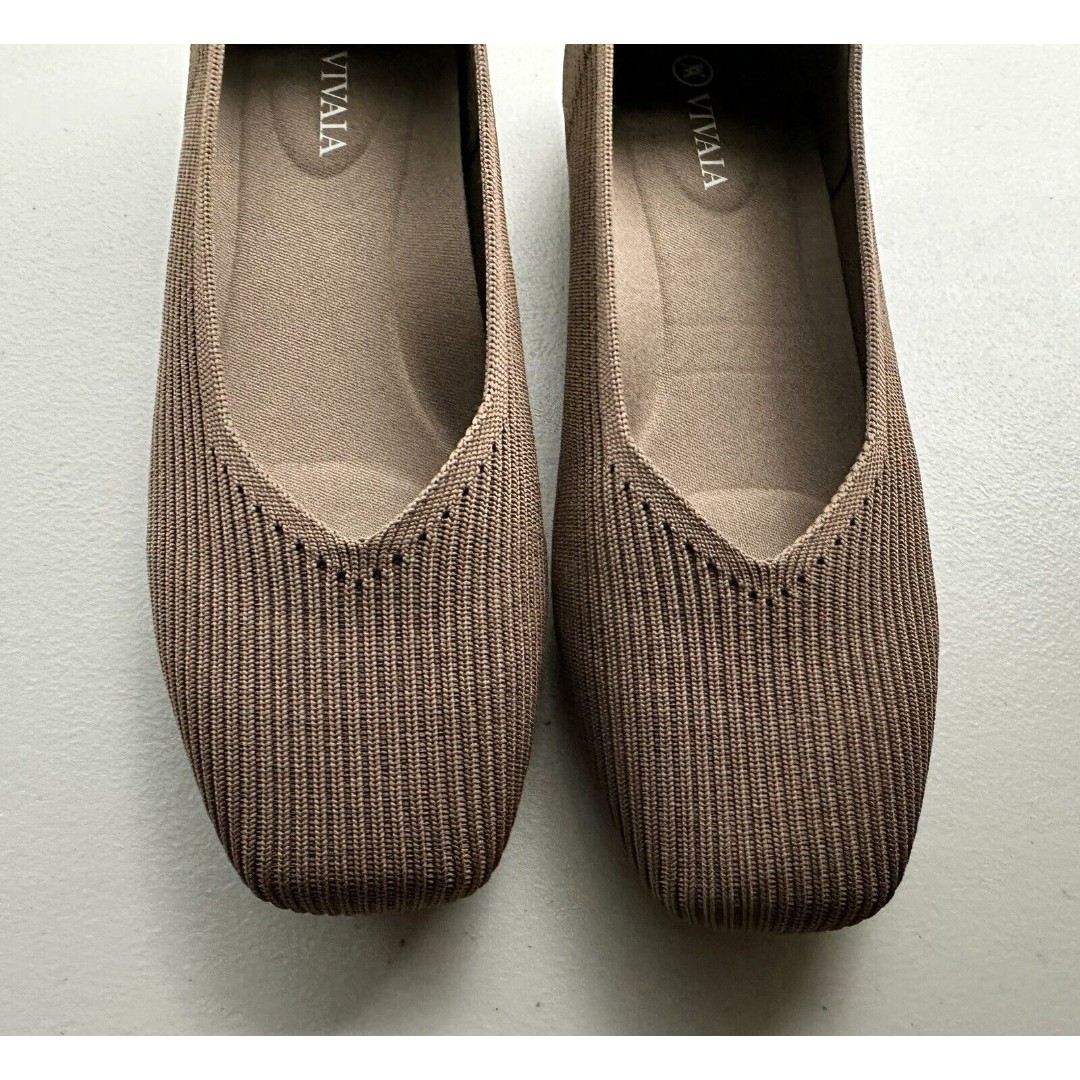 Vivaia Margot 2.0 Square Toe V-Cut Flats Women Size 38 US 7-7.5 Espresso - detail