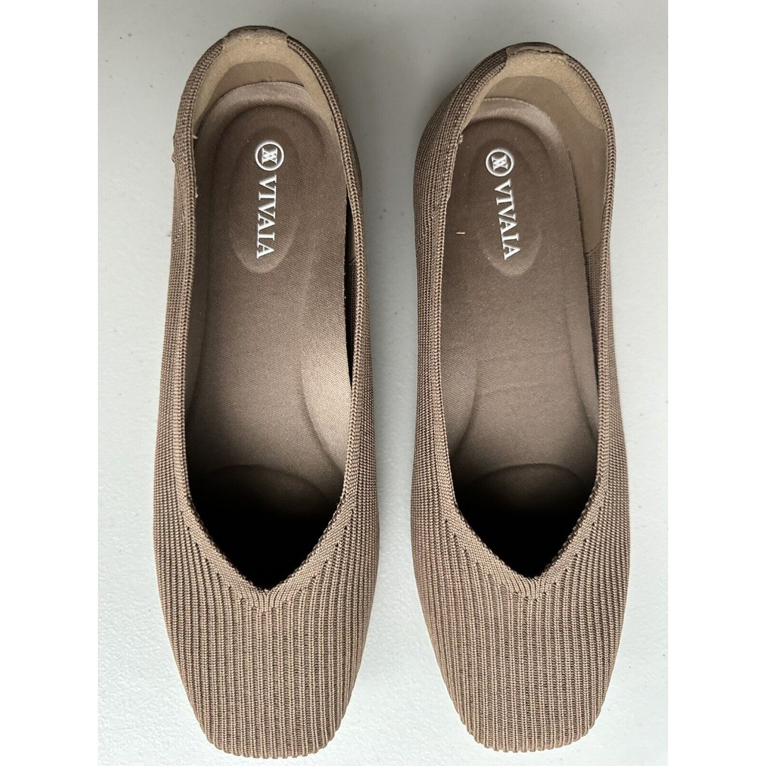 Vivaia Margot 2.0 Square Toe V-Cut Flats Women Size 38 US 7-7.5 Espresso - detail