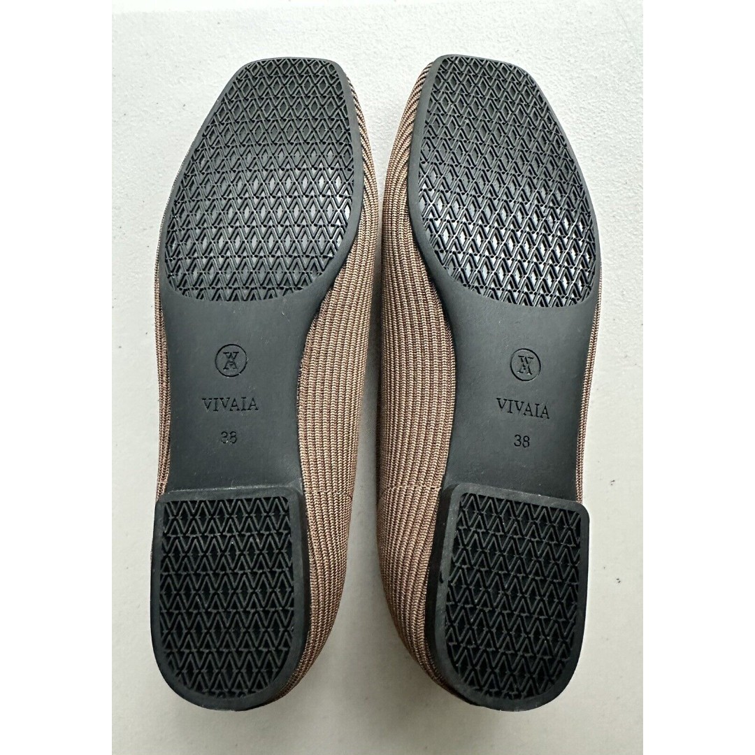 Vivaia Margot 2.0 Square Toe V-Cut Flats Women Size 38 US 7-7.5 Espresso - detail