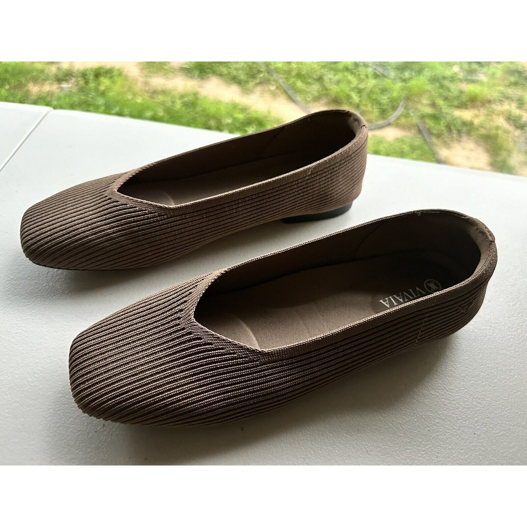 Vivaia Margot 2.0 Square Toe V-Cut Flats Women Size 38 US 7-7.5 Espresso - detail