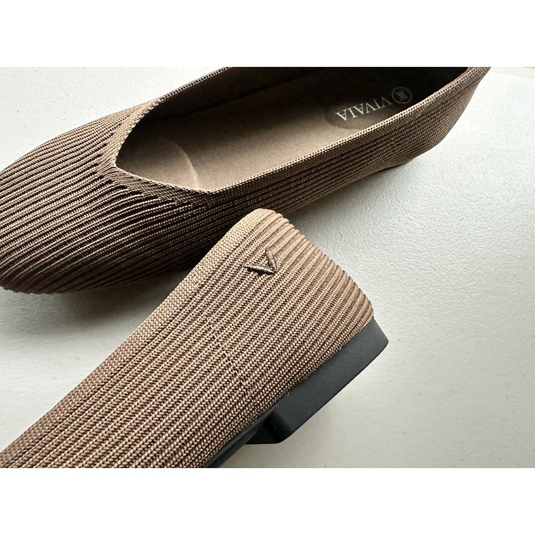 Vivaia Margot 2.0 Square Toe V-Cut Flats Women Size 38 US 7-7.5 Espresso - detail