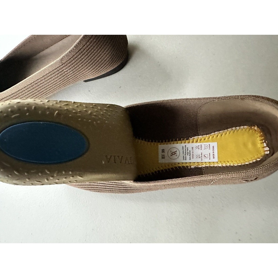 Vivaia Margot 2.0 Square Toe V-Cut Flats Women Size 38 US 7-7.5 Espresso - detail