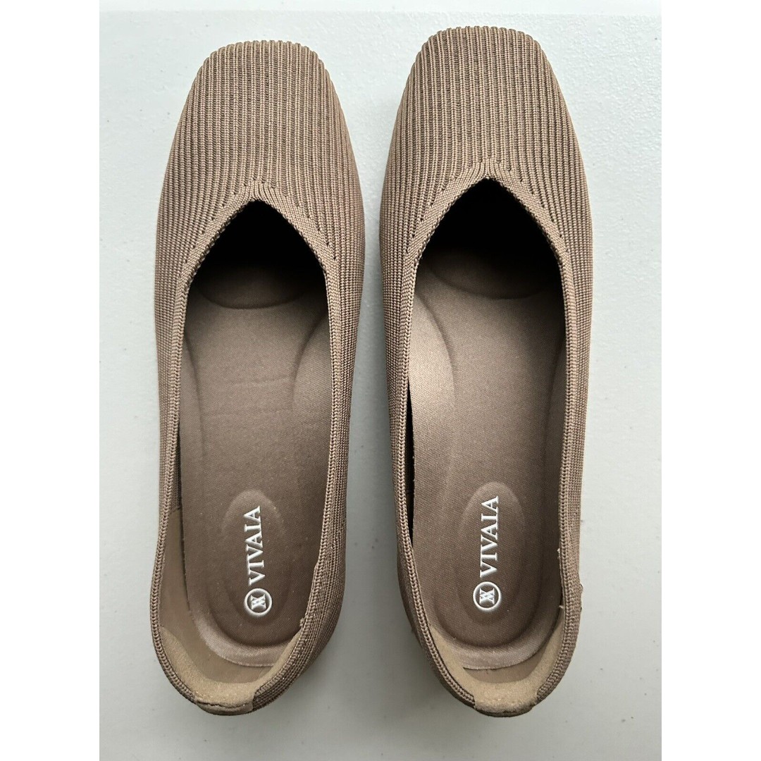 Vivaia Margot 2.0 Square Toe V-Cut Flats Women Size 38 US 7-7.5 Espresso - detail