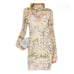 AFRM Shailene Green Abstract Long Sleeve Mesh Turtleneck Midi Dress Size S