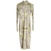 AFRM Shailene Green Abstract Long Sleeve Mesh Turtleneck Midi Dress Size S