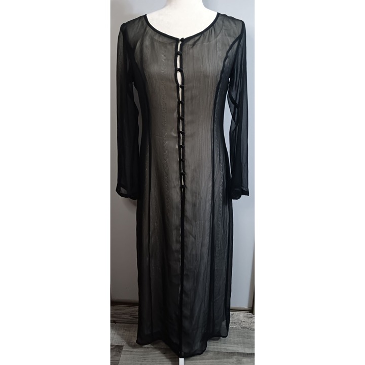 Marzo Small Black Lined Cream Embroidered Maxi Cottage Fairy Feminine Classic Dr