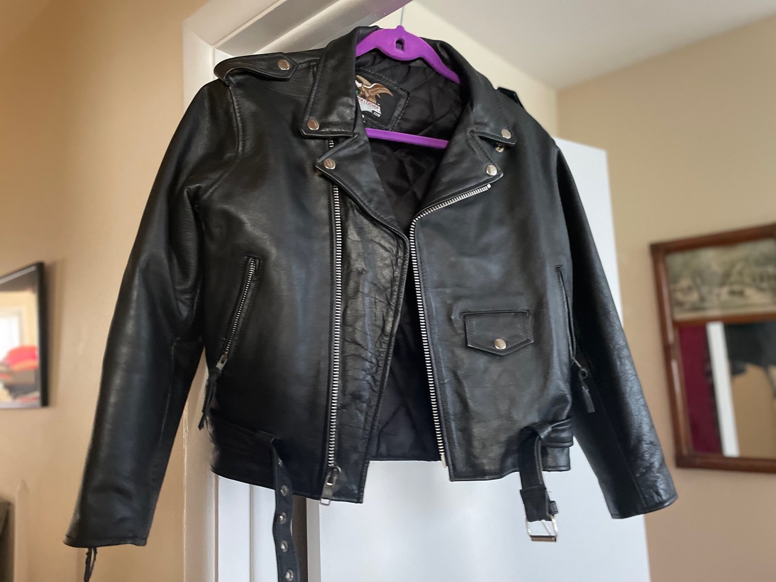 REAL leather moto jacket petite XL