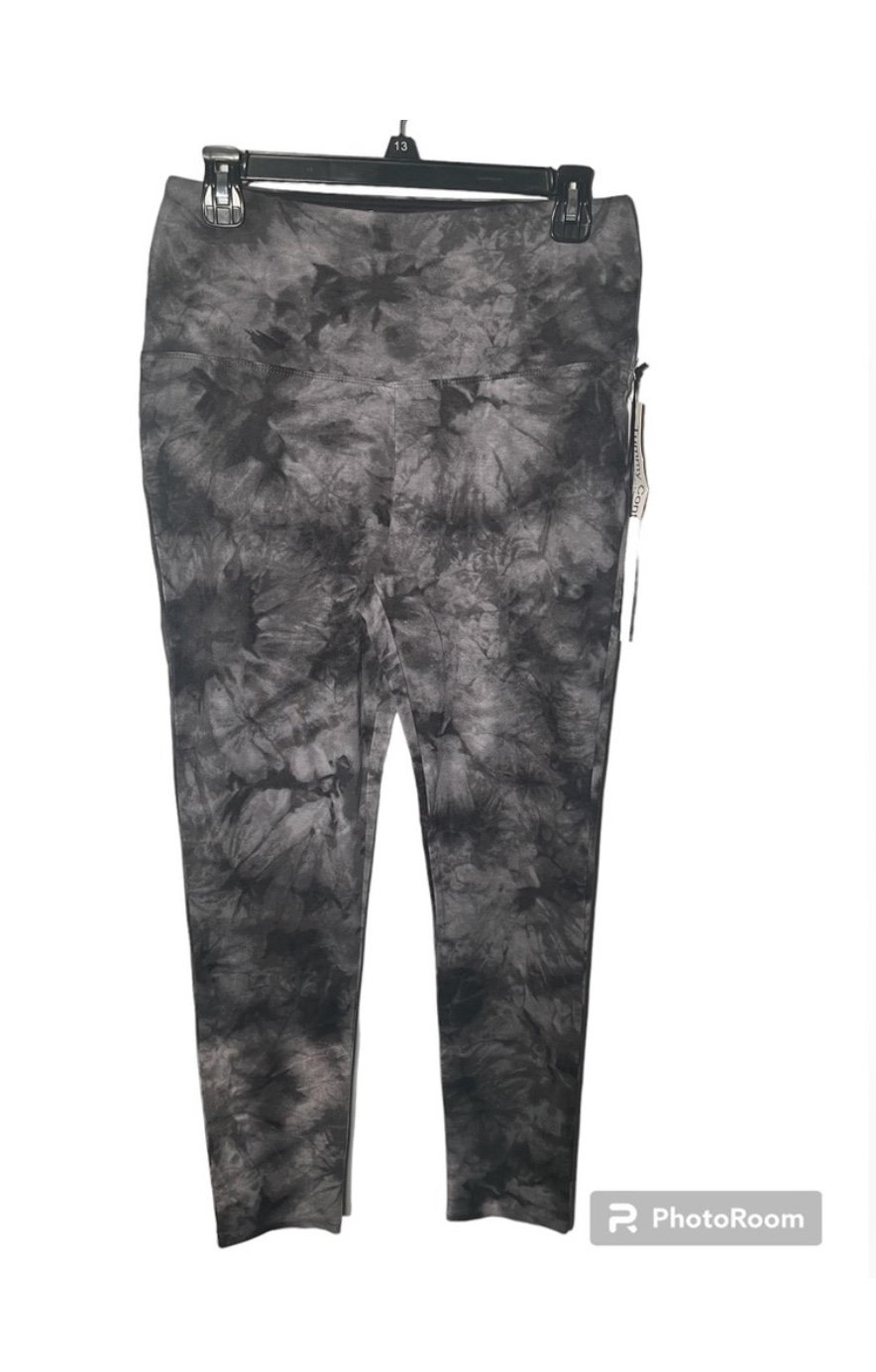 NWT Rachel Zoe athletic athlesiure Black + Gray tie die leggings | LARGE