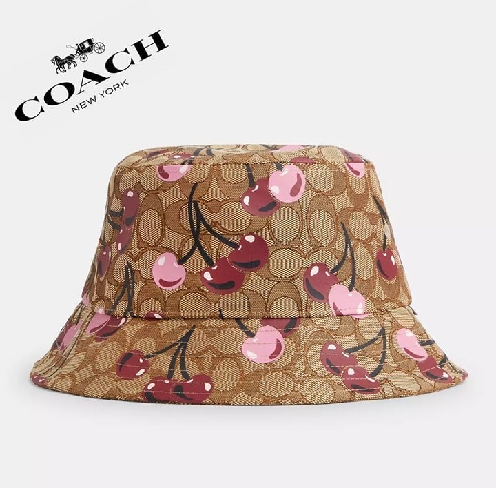 NWT ❤️ Coach Signature Cherry Swirl Print Bucket Hat XS/S