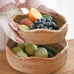 Handmade Round Rattan Basket Lacy Wicher Serving Bowl for Food Storage, Bread,