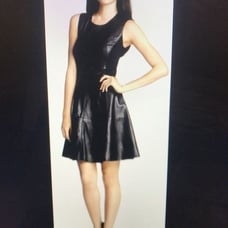 Halogen Black Leather Dress Ponte Dress Sz.4P NWT