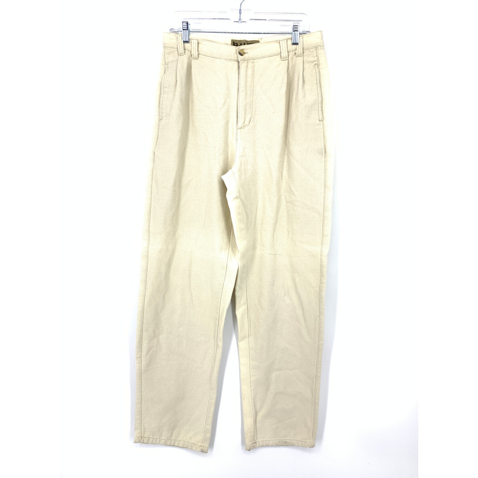 VTG B.u.m. Equipment Loose Fit Straight Leg Pants Mens Sz 33 X 32 Beige Cotton