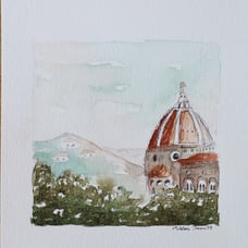 Original mini watercolor painting of Florence Italy