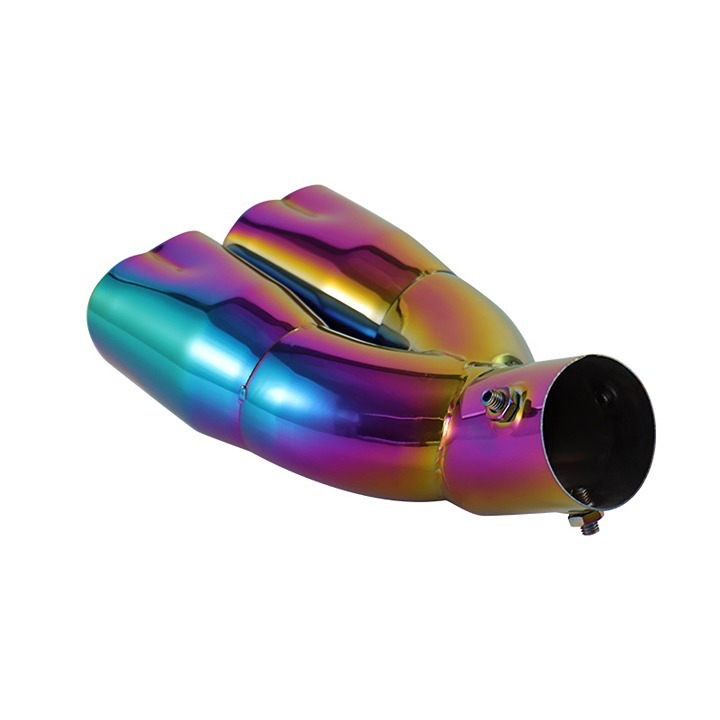 New Neo Chrome Dual Heart Shaped Stainless Steel Car Exhaust Pipe Muffler Tip