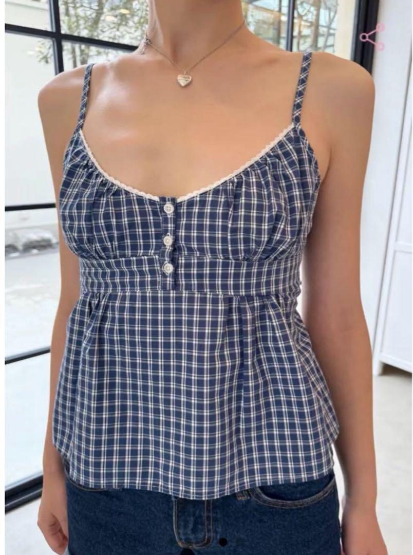 BRANDY MELVILLE navy check camisole