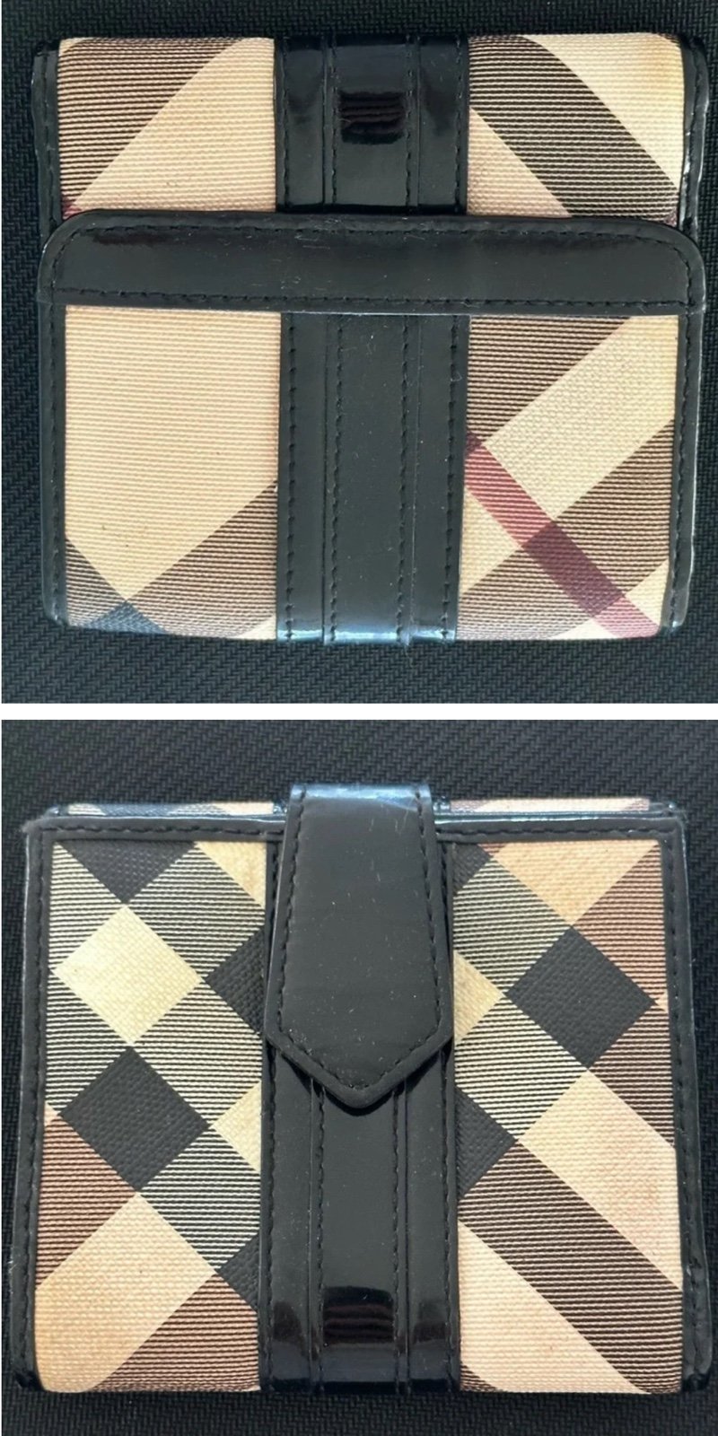 Burberry Check and Leather Small Folding Wallet (Very nice cond!)