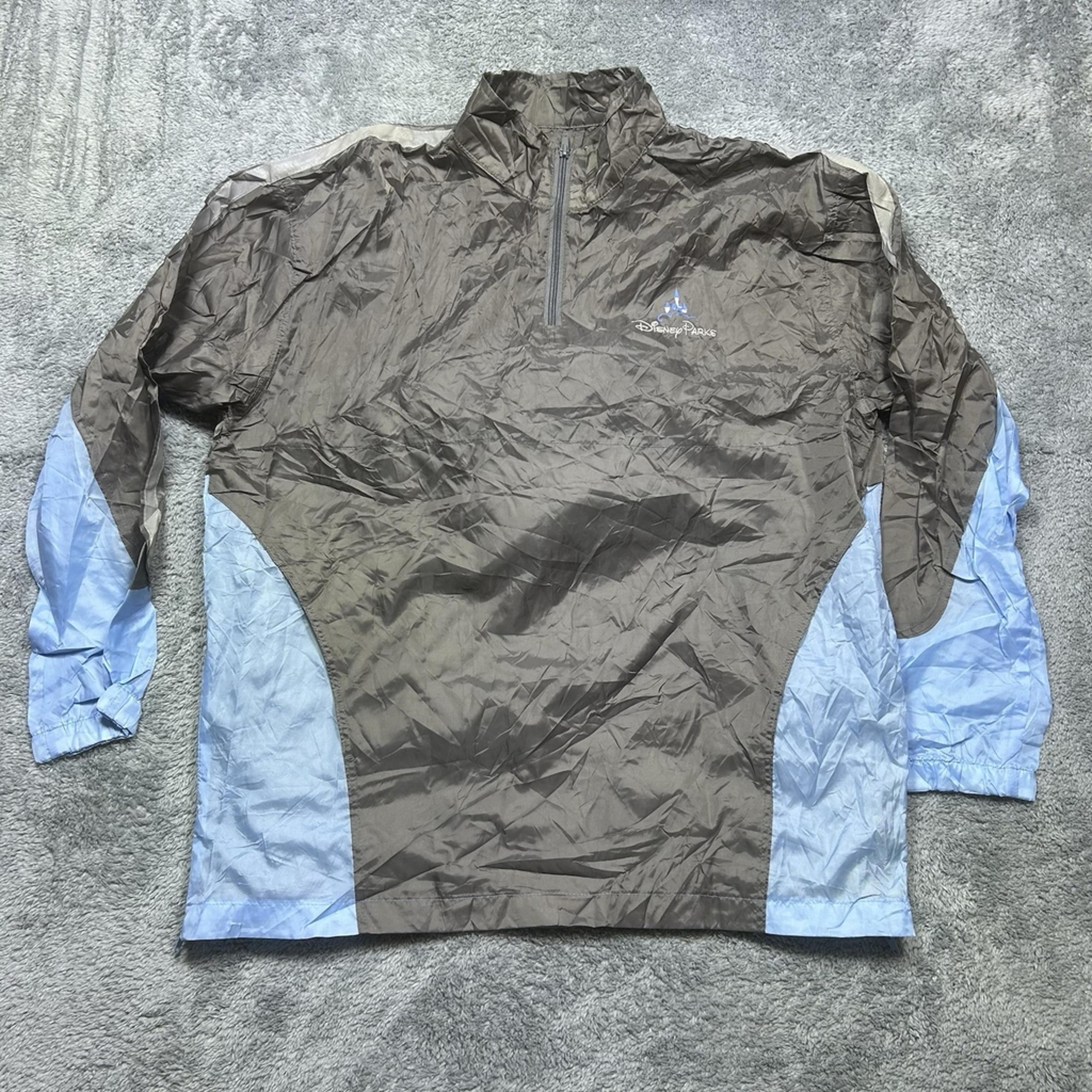 Disney Parks Pullover Packable Windbreaker Jacket Light M/L Blue/Gray  1/4 Zip