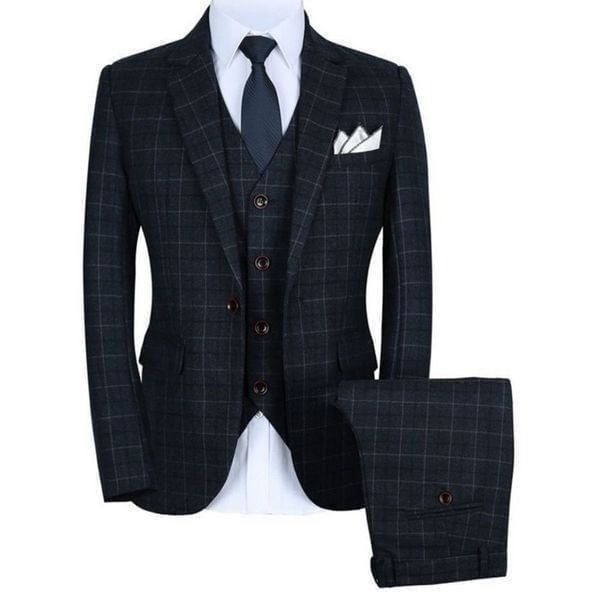 Men’s Mogu Plaid 3 Piece Suit Size 40 Jacket 36 Pants NWT
