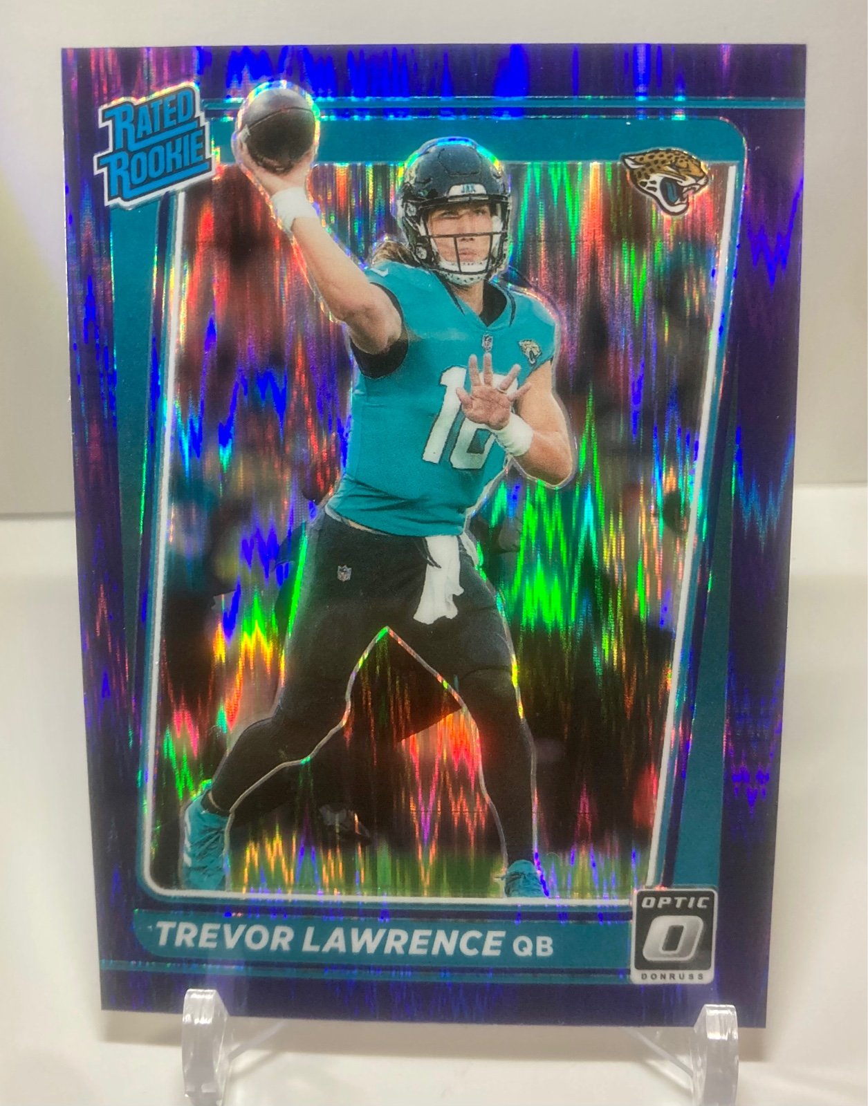 2021 Panini Donruss sales Optic Trevor Lawrence PURPLE SHOCK PRIZM RATED ROOKIE Card !