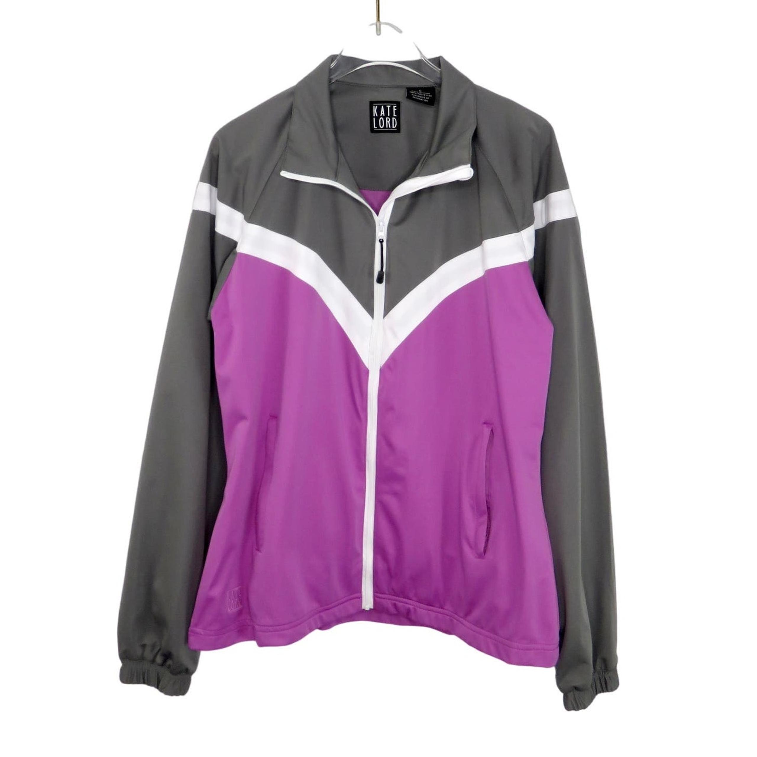 1990s Vintage Kate Lord Purple & Gray Windbreaker Golf Jacket Small Retro