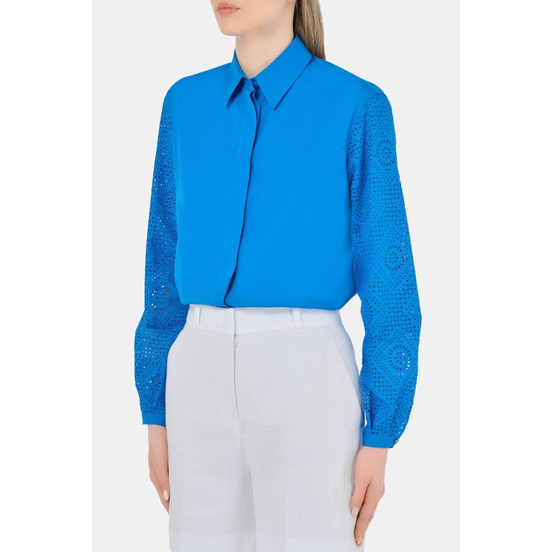 Loro Piana Cobalt Blue Blouse Button Down Size 40